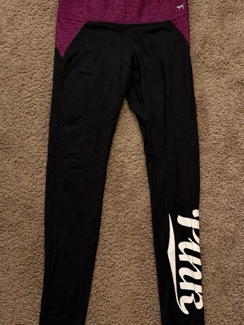 Victoria’s Secret PINK Yoga Black & Purple Leggings